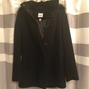 Croft & Barrow black fur trimmed coat